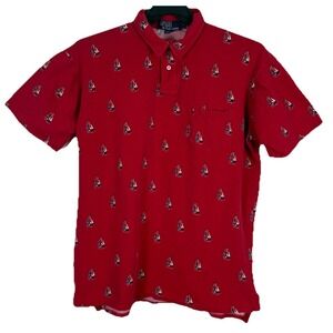 VINTAGE Ralph Lauren Polo Shirt Mens Large Red Sailboat Nautical Pocket USA